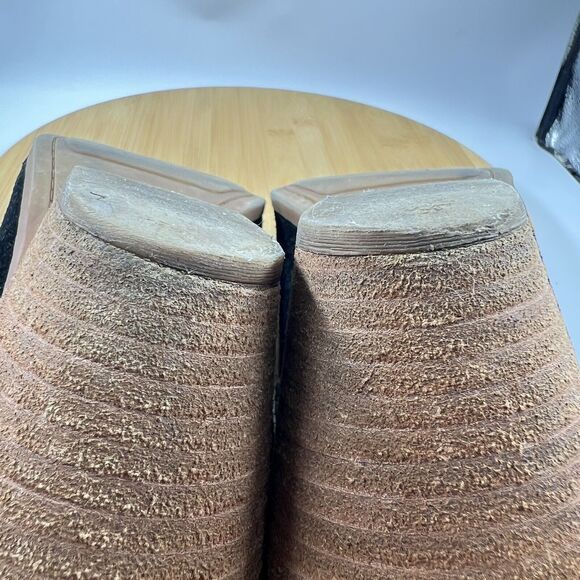 Frye & Co. Suede Leather Perforated Mule Jacy Black Sz 9M Floral Block Heel Shoe - Picture 9 of 11